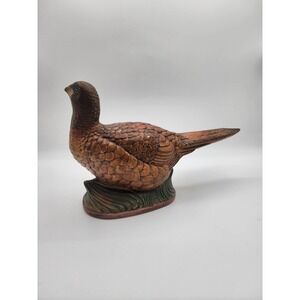 Vintage Ceramic Pheasant Bird Figurine Brown Rustic Cabin Decor Medium